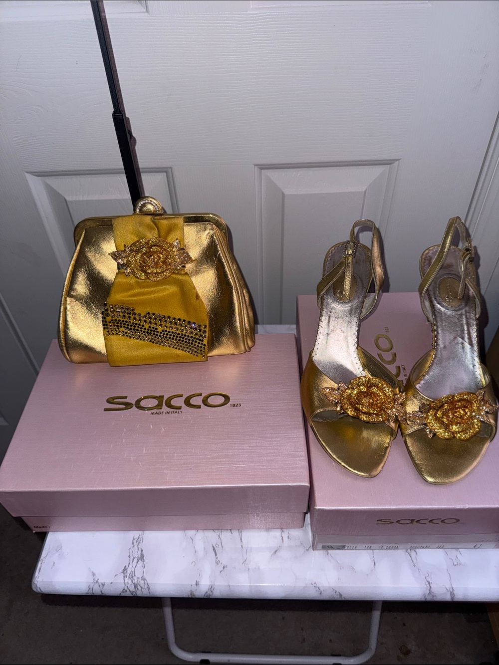 Gold Satin Evening Bag - Gold